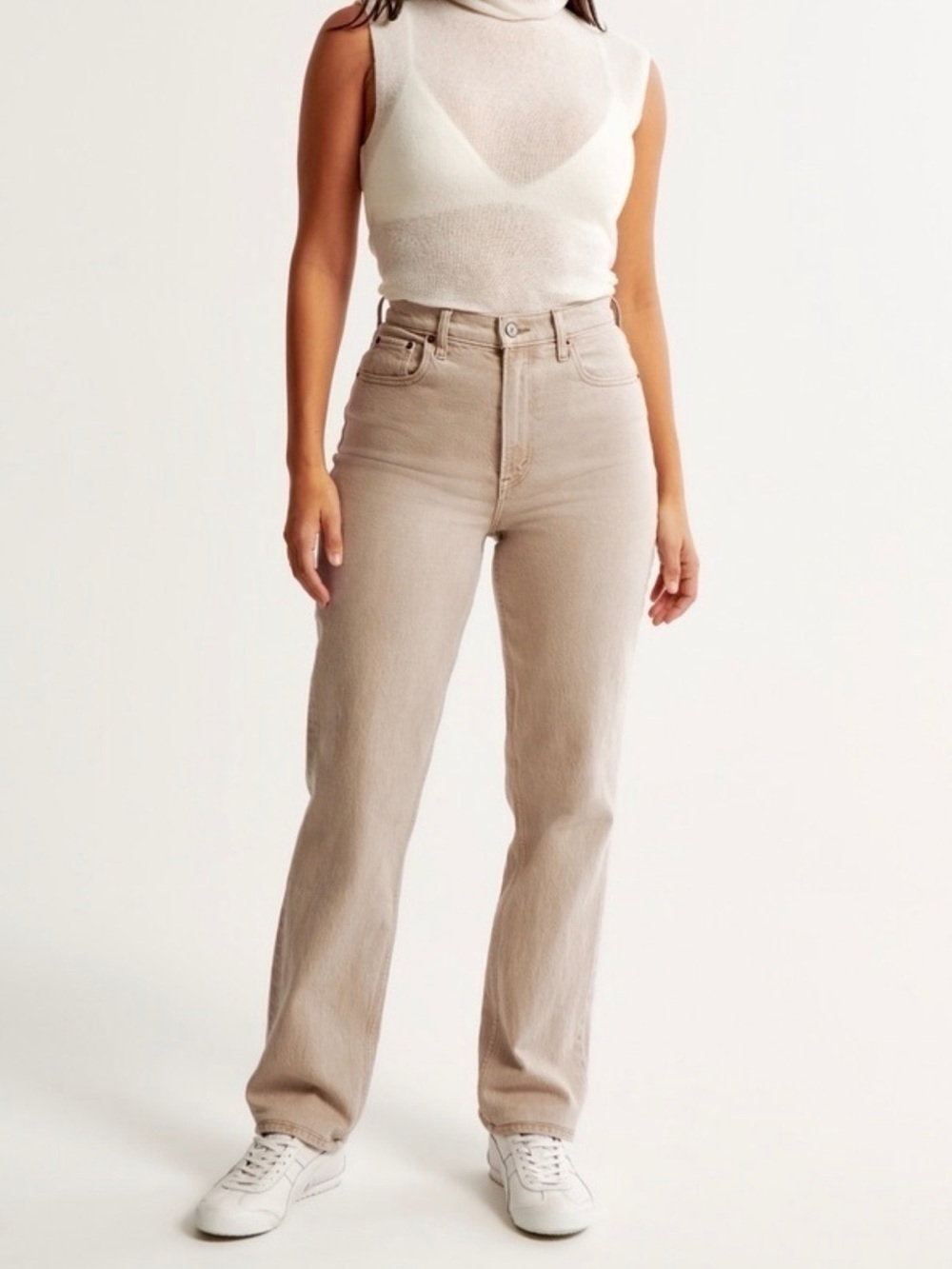 Abercrombie Beige 90s Straight Ultra High Rise Women’s Jeans
